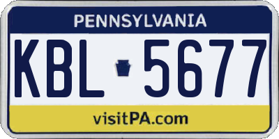 PA license plate KBL5677