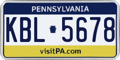 PA license plate KBL5678