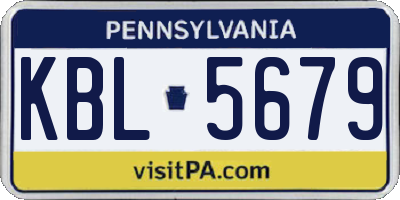 PA license plate KBL5679