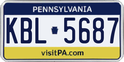 PA license plate KBL5687