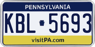 PA license plate KBL5693