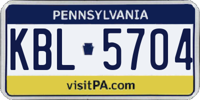 PA license plate KBL5704