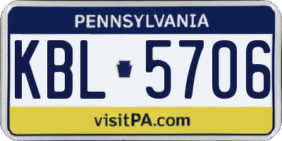 PA license plate KBL5706