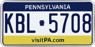 PA license plate KBL5708