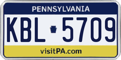 PA license plate KBL5709