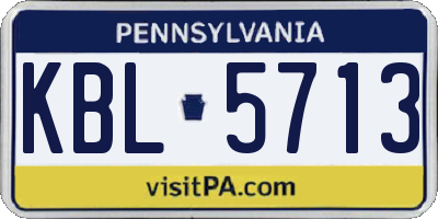 PA license plate KBL5713