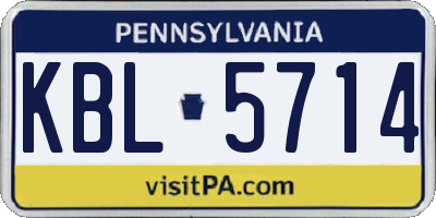 PA license plate KBL5714