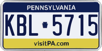 PA license plate KBL5715