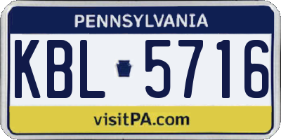 PA license plate KBL5716