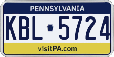 PA license plate KBL5724