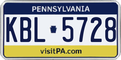 PA license plate KBL5728