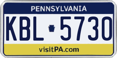 PA license plate KBL5730
