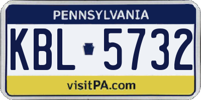 PA license plate KBL5732