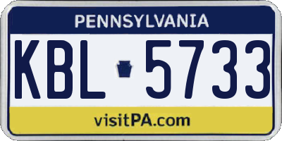 PA license plate KBL5733