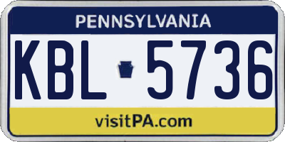PA license plate KBL5736