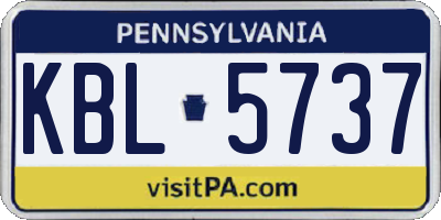 PA license plate KBL5737