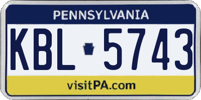 PA license plate KBL5743