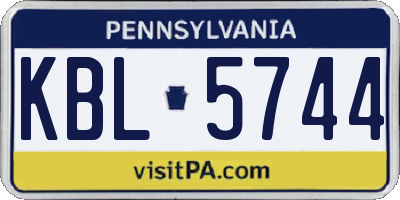 PA license plate KBL5744