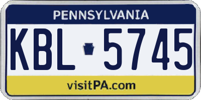 PA license plate KBL5745