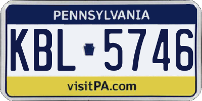 PA license plate KBL5746