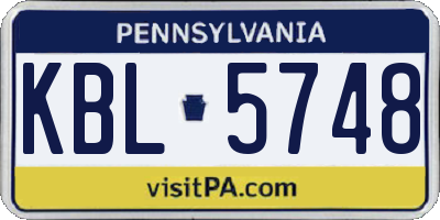 PA license plate KBL5748
