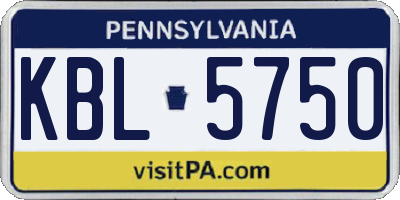 PA license plate KBL5750