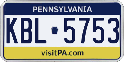 PA license plate KBL5753