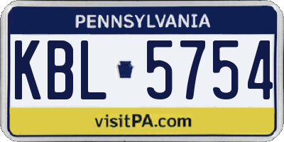 PA license plate KBL5754