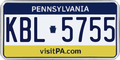 PA license plate KBL5755
