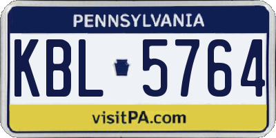 PA license plate KBL5764