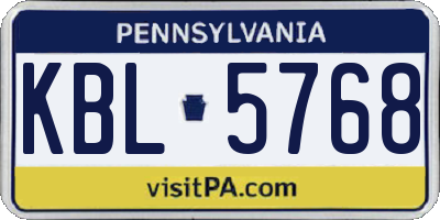 PA license plate KBL5768