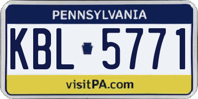 PA license plate KBL5771