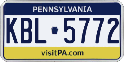 PA license plate KBL5772