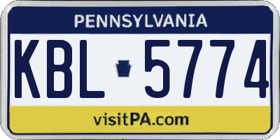 PA license plate KBL5774