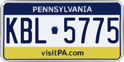 PA license plate KBL5775