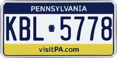 PA license plate KBL5778