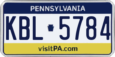 PA license plate KBL5784