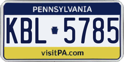 PA license plate KBL5785