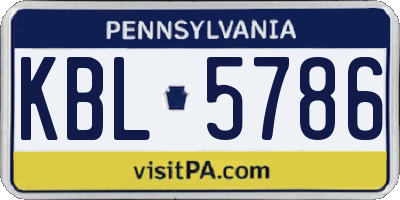 PA license plate KBL5786