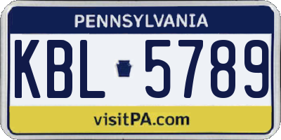 PA license plate KBL5789