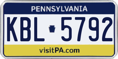 PA license plate KBL5792