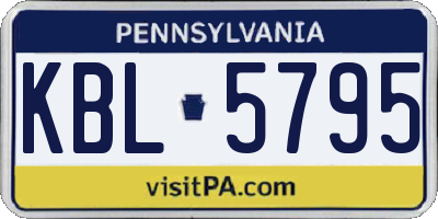 PA license plate KBL5795