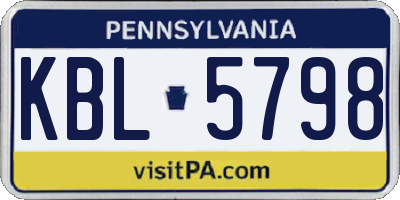 PA license plate KBL5798