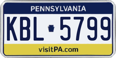 PA license plate KBL5799