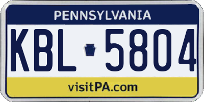 PA license plate KBL5804