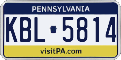 PA license plate KBL5814