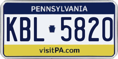 PA license plate KBL5820
