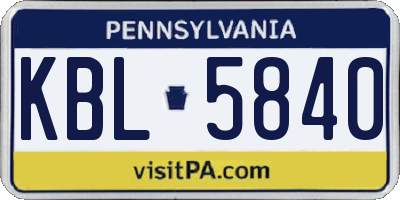 PA license plate KBL5840