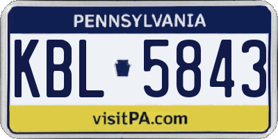 PA license plate KBL5843