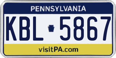 PA license plate KBL5867